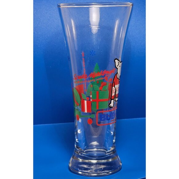 1987 Bud Light Spuds MacKenzie Holiday Pilsner Beer Glass With Festive Design - Picture 3 of 6